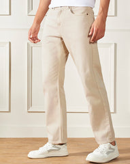 Trends mom fit Denim Jeans(Men's Mom fit cream)