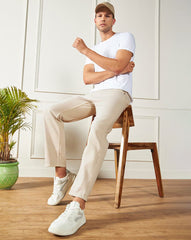 Trends mom fit Denim Jeans(Men's Mom fit cream)