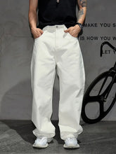 Mens WIde lEg Baggy Style Cream Jeans