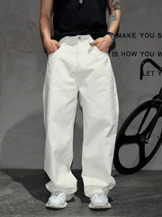 Mens WIde lEg Baggy Style Cream Jeans
