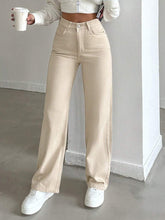 Womens Wide Leg Cream Denim Jeans