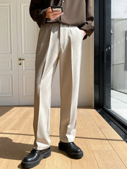 Mens Formal Cream Trouser Korean Pant