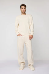 Mens Wide Leg Baggy Style Denim Cream Jeans