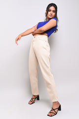 Womens Cream Mom Fit Jeans For Eveyrday Wear
