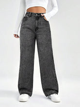 Womens Wide Leg Style Straight Fit Jeans