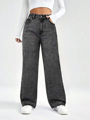 Womens Wide Leg Style Straight Fit Jeans