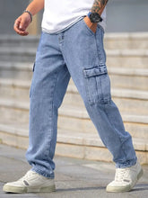 Cool Tone Six Pocket Mom Fit Mens Jeans in Light Blue Color