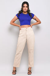 Womens Cream Mom Fit Jeans For Eveyrday Wear