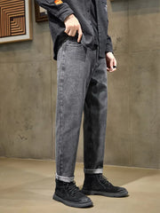 Mens Mom Fit Charcol Denim Jeans