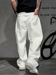 Mens WIde lEg Baggy Style Cream Jeans