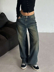 Womens Green Shaded Whisker Jeans