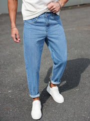 Mens Mom Fit Blue Denim Jeans