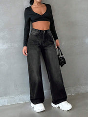 Womens Black Shaded Whisker Jeans