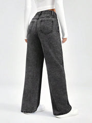 Womens Wide Leg Style Straight Fit Jeans