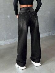 Womens Black Shaded Whisker Jeans