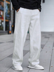 Baggy Style White Color Wide Leg Jeans For Mens