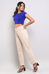 Womens Cream Mom Fit Jeans For Eveyrday Wear