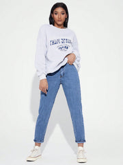 Womens Dark Blue Mom Fit Jeans