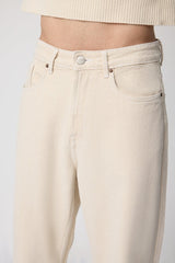 Mens Wide Leg Baggy Style Denim Cream Jeans