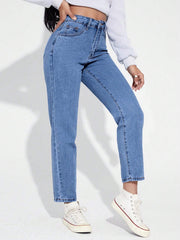 Womens Dark Blue Mom Fit Jeans