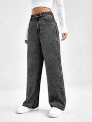 Womens Wide Leg Style Straight Fit Jeans