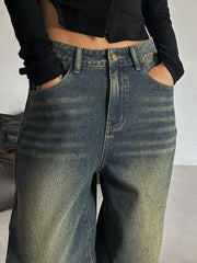 Womens Green Shaded Whisker Jeans