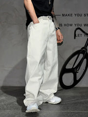Mens WIde lEg Baggy Style Cream Jeans