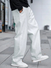 Baggy Style White Color Wide Leg Jeans For Mens