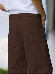 Mens Wide Leg Brown Jeans