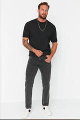 Comfort and Fit Denim Jeans(Men's Mom fit Charcoal)