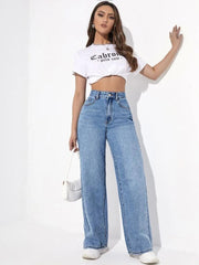 Fashionable Womens Whisker Jeans in Light Blue Color