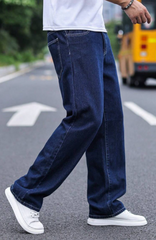 Comfortable Look Men's Denim jeans(Men's Wide leg stone)