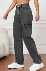 Stylish and fency colour flap pocket Denim jeans(Pocket Charcoal)