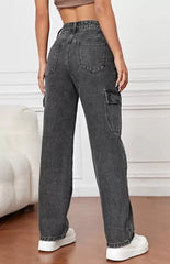 Stylish and fency colour flap pocket Denim jeans(Pocket Charcoal)