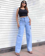 Women and Girls Cargo Denim jeans(Pocket ice)