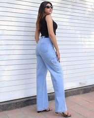 Women and Girls Cargo Denim jeans(Pocket ice)