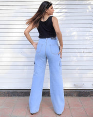 Women and Girls Cargo Denim jeans(Pocket ice)