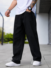 Men’s Wide-Leg Black Jeans | Relaxed Loose Fit Casual Denim