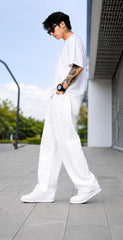 Men’s Wide Leg White Jeans – Relaxed Fit Casual Denim Pants