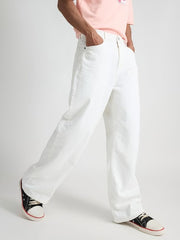 Men's Falred Denim jeans(Men's Wide leg White)