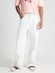 Men's Falred Denim jeans(Men's Wide leg White)
