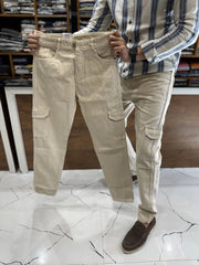 Men Denim six pocket mom fit jeans(Men's 6pocket mom fit cream)