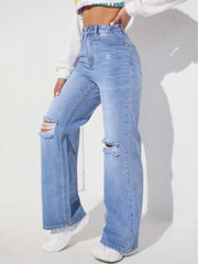 Fashionable knee-cut style Denim jeans(2cut Ice)