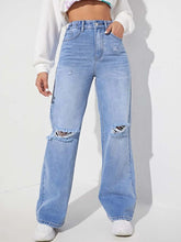Fashionable knee-cut style Denim jeans(2cut Ice)