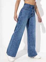 Womens Whisker Blue Jeans For Daiy Wear