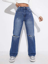 Trendy women's knee-cut denim jeans(2cut Stone)