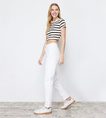 Classic mom fit design Denim jeans(Mom fit White)