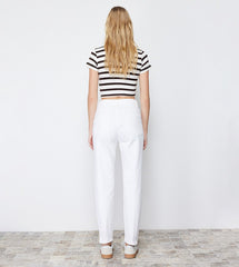 Classic mom fit design Denim jeans(Mom fit White)