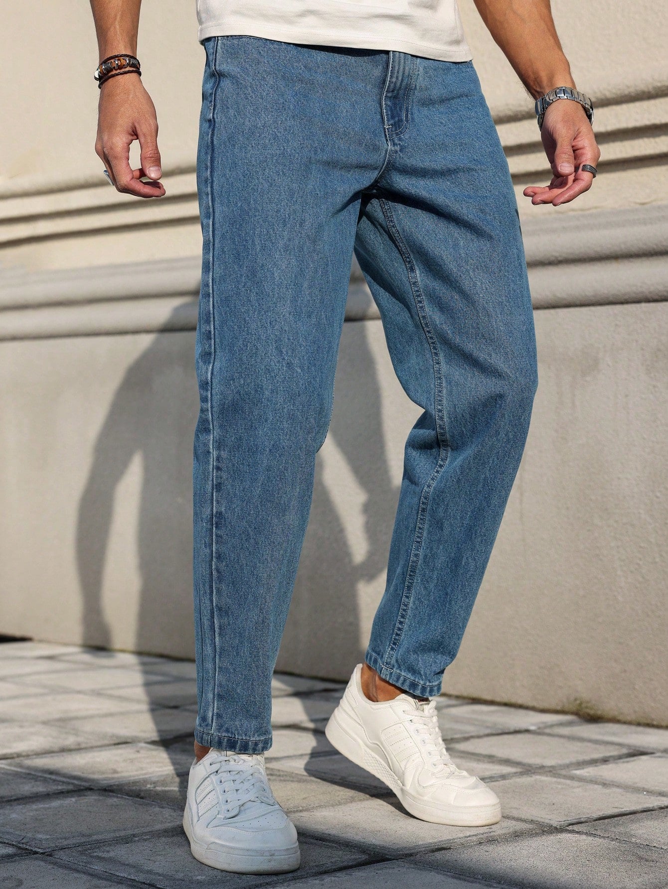 Street Wear Mens Elegant Loose Fit Jeans in Darkblue Color