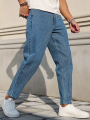 Street Wear Mens Elegant Loose Fit Jeans in Darkblue Color